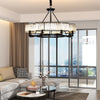 Modern Farmhouse Crystal Chandelier Black Antique Pendant Light Ceiling Fixture