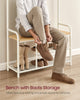 Coat Rack Stand Hall Tree with Bench and Shoe Storage Oak and White