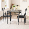 3-Piece Dining Table Set with 2 Upholstered Chairs, Grey Kitchen Table Set for 2