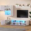 High Gloss White TV Wall Unit Set of 3 with LED Lights Display Cabinet & Shelves