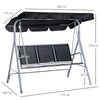 3 Seater Swing Bench Chair Garden Outdoor Lounge Hanging Metal Canopy Black