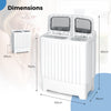 Compact Mini Laundry Washer Twin Tub Washing Machine-White+Grey