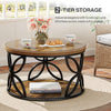 Round Coffee Table 2-Tier Industrial Center Table with Storage for Living Room