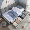 Velvet Daybed With 2 Drawers, 3ft Single Sofa Bed For Partment, Grey, 90x190cm
