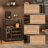 Modern 3Tier Bar Cabinet with Removable Rack & Mesh Door,Adjustable Shelves