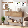 Freestanding Sofa Table with Flip Doors & Open Storage Shelf