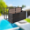 Outdoor Pool Float Storage Box with Wheels, PE Rattan Organizer for Patio & Pool
