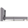 UPHOLSTERED BED 3FT SINGLE BED FRAME WITH WOOD SLATS & WINGED HEADBOARD, GREY