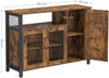 Stylish Sideboard with Adjustable Shelves, Rustic Brown and Ink Black Finish