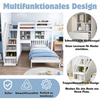 Bunk Bed with Stairs, Desk, Headboard Storage Solid Pine Wood Frame Kids Sleeper