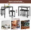 Bar Table Set Marble Effect Top Compact Breakfast Dining Table with Stools Black