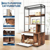 Hidden Litter Box Enclosure with Storage Rack & Cat Scratching Post Wood 4-Tier