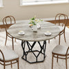 120cm Round Dining Table for 4-6,Kitchen Table with Sturdy Metal Pedestal Base