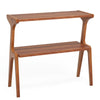 Solid Wood End Table, 2 Tier Tall Narrow End Table with Storage Shelves