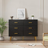 6 Drawer Dresser Modern Wooden Dresser with Gold Handle Chest of Drawers Storage