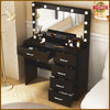 Large LED Light Mirror Dressing Table Set with 5 Drawers Vanity Make up Desk UK