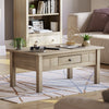 Wood Coffee Table With Storage Drawer Solid Pine Wax Living Room Furniture