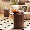 40CM/60CM Coffee Table Round Wood Side Table Sets With Hidden Storage Walnut
