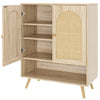 Shoe Storage Cabinet With Rattan Doors 4-Tier Shoe Rack for Entryway Hallway