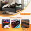 6FT SUPER KING OTTOMAN BED FRAME WITH STORAGE, LED LIGHTING, USB TYPE-C, GREY