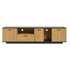 180cm TV Stand Media Unit w/ 3 Doors, LED Strips and Glass Shelves, TV Cabinet