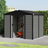 Grey Wood Grain Metal Garden Shed 8x7ft Outdoor Storage House with Foundation