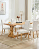 Set of 2 Modern Fabric Upholstered Dining Chairs, Curved Backrest+Solid Wood Leg