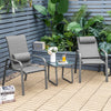 3PCS Conversation Furniture Patio Bistro Set Coffee Table and 2 Stackable Chair