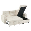 Sofa Bed Pull Out Sectional Couch Bed Convertible Settee with Storage, Beige