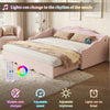 Daybed with Trundle Under Bed 3ft Single Upholstered Sofa Bed, 90x190 cm, Pink