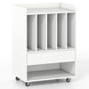 Rolling Vinyl Display Shelf Storage Cabinet with Drawer & Open Shelf