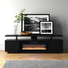 70inch Gloss Black TVs Stand Unit Cabinet with Electric Fireplace & 12 LED Light