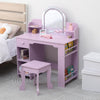 Kids Vanity Set with LED Mirror,Makeup Desk with 1 Drawers &,2 Open Shelves