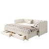 Upholstered Bed Daybed w/ Trundle, 90x190 cm Sofa Bed w/ USB-C Port Linen