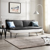 Fabric Sofa Bed 3 Seater Grey Charcoal Duo Contrast Fabric Chrome Legs Recliner