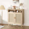 Set of 2 Modern Rattan Sideboard Cabinets – Buffet Storage with Shelves for Home