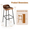 2 Pack Industrial Bar Height Stools Wooden Top Dining Stool Walnut w/Curved Seat