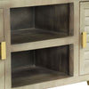 TV Cabinet Solid Wood Grey with Brass 110x30x48 Z3P3