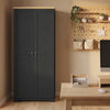 172cm Wooden Storage Cabinet Cupboard With 2 Doors 4 Shelves Black