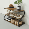 3 Tiers Metal Frame Shoe Rack Storage Organizer Wooden Footwear Stand Shelves UK
