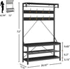 Coat Rack with Bench and Shoe Shelves, Industrial Free Standing Hall Tree
