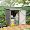 3.3 x 3.4ft Lean‑To Steel Garden Storage Shed – Grey, Lockable Door, Ventilated