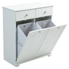 Laundry Cabinet Tilt-Out w/ 2 Laundry Bags Drawers Foldable Kitchen Trash White