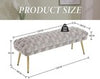 Velvet Ottoman Bench with Gold Metal Legs, Grey Upholstered Entryway Seat