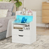 Modern Storage Dresser 2-Drawer Bedside Table with Open Shelf-White