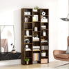 Tall Bookshelf with 21 Compartments and 10 Adjustable Shelves, Brown