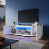 High Gloss TV Unit Cabinet Stand 180cm White Storage with LED Lights Sideboard