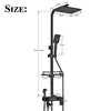 Exposed Shower Taps Mixer Valve Black Bathroom Square Twin Head Bar Shower Set