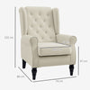 Retro Accent Chair Wingback Armchair with Wood Frame for Living Room Dark Grey