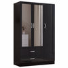 High Gloss Wooden 3 Door Wardrobe with Drawers and Mirror Bedroom Storage